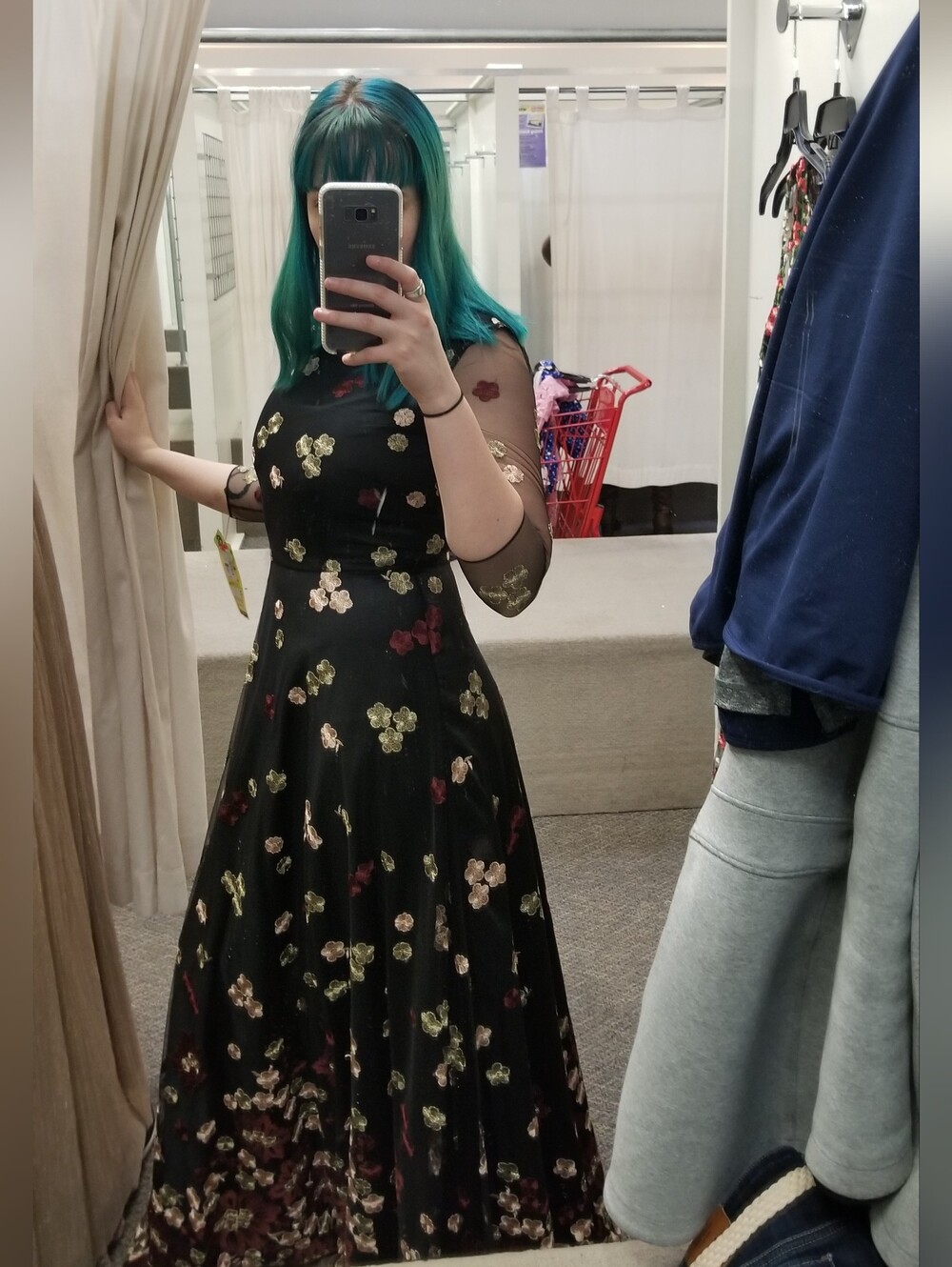 Black Floral Embroidered Formal Dress